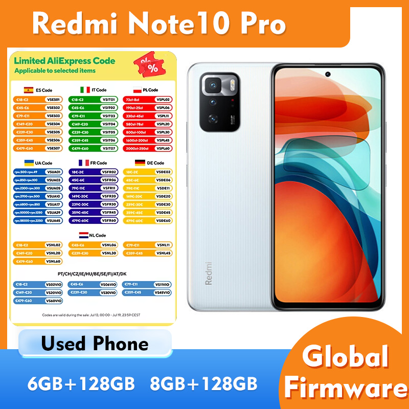 Redmi Note 10 Pro 5G 6GB 8GB RAM 128GB ROM スマートフォン 6.6 インチ 5000mAh 充電 67W 中古電話