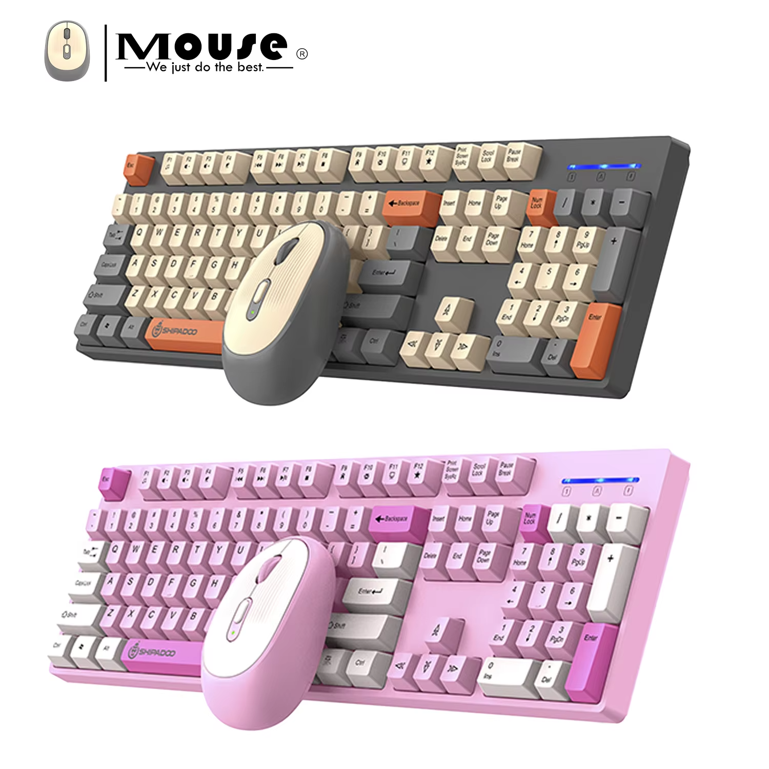 2.4G ワイヤレス キーボード マウス コンボ オフィス ホーム用 - バッテリー駆動、4 色のオプション (トリコロール/ピンク 人気) - 安定