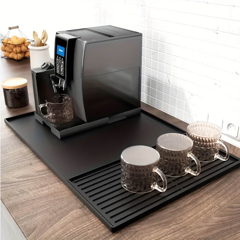 2-in-1 シリコンコーヒーバーマット - XX-Large 滑り止めカウンタープロテクター (60x40cm) 耐熱性 エスプレッソ/カフェ/ホームキッチン用