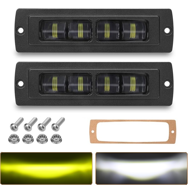 7 インチ 12 LED ポッドライトバーフラッシュマウントドライビングビーム UTV ATV トラックオートバイ掘削機ボートリバースライトフォグライト作業灯