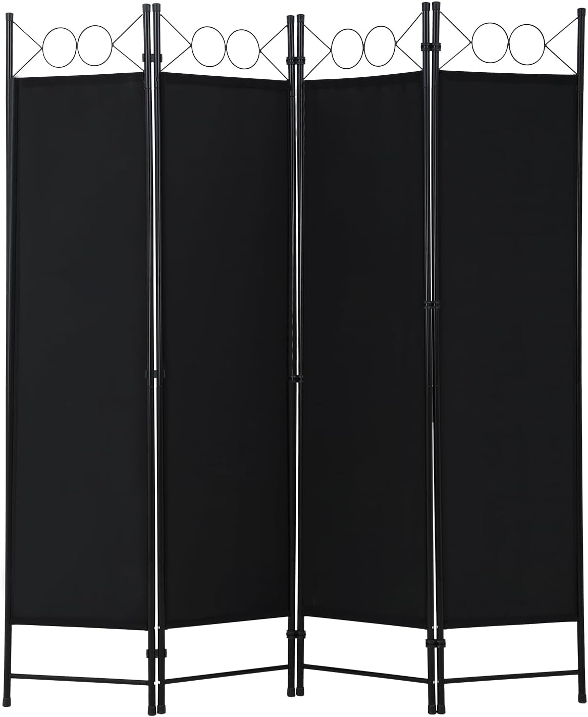 4 Panel Room Divider, 6FT Folding Privacy Screen Freestanding Partition Wall for Dorm Bedroom Office Studio, Durable Metal Frame