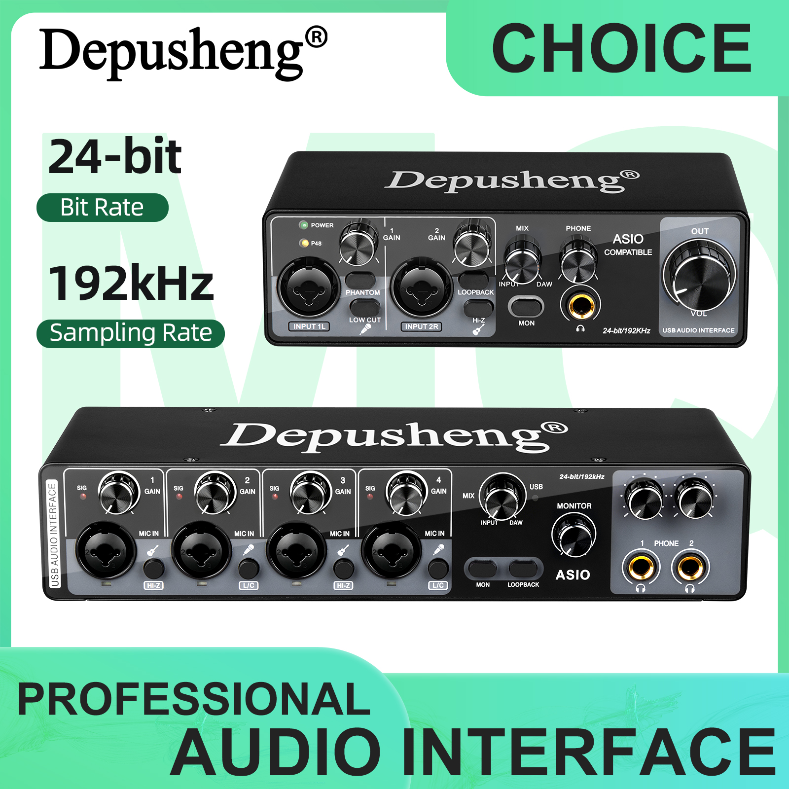 MQ44 ASIO オーディオプロフェッショナルサウンドカード 4 チャンネル 4in 4out USB オーディオインターフェイスライブレコーディング用