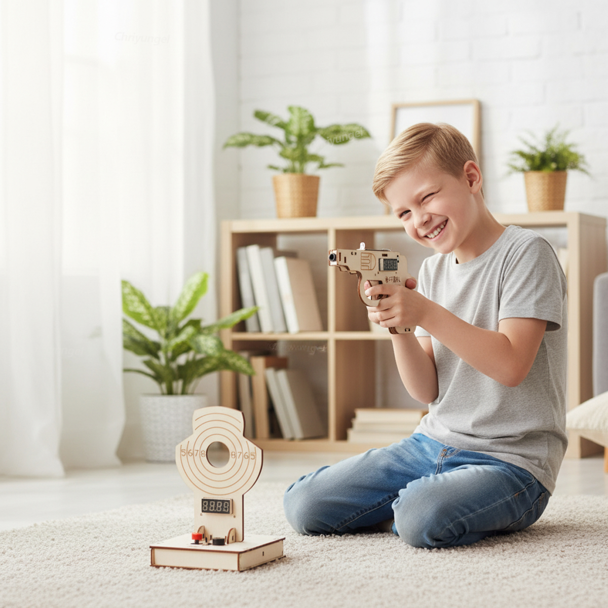 STEM DIY 木製ターゲットシューティングゲームキット子供のためのインタラクティブな建物のおもちゃ教育科学実験工芸品セット