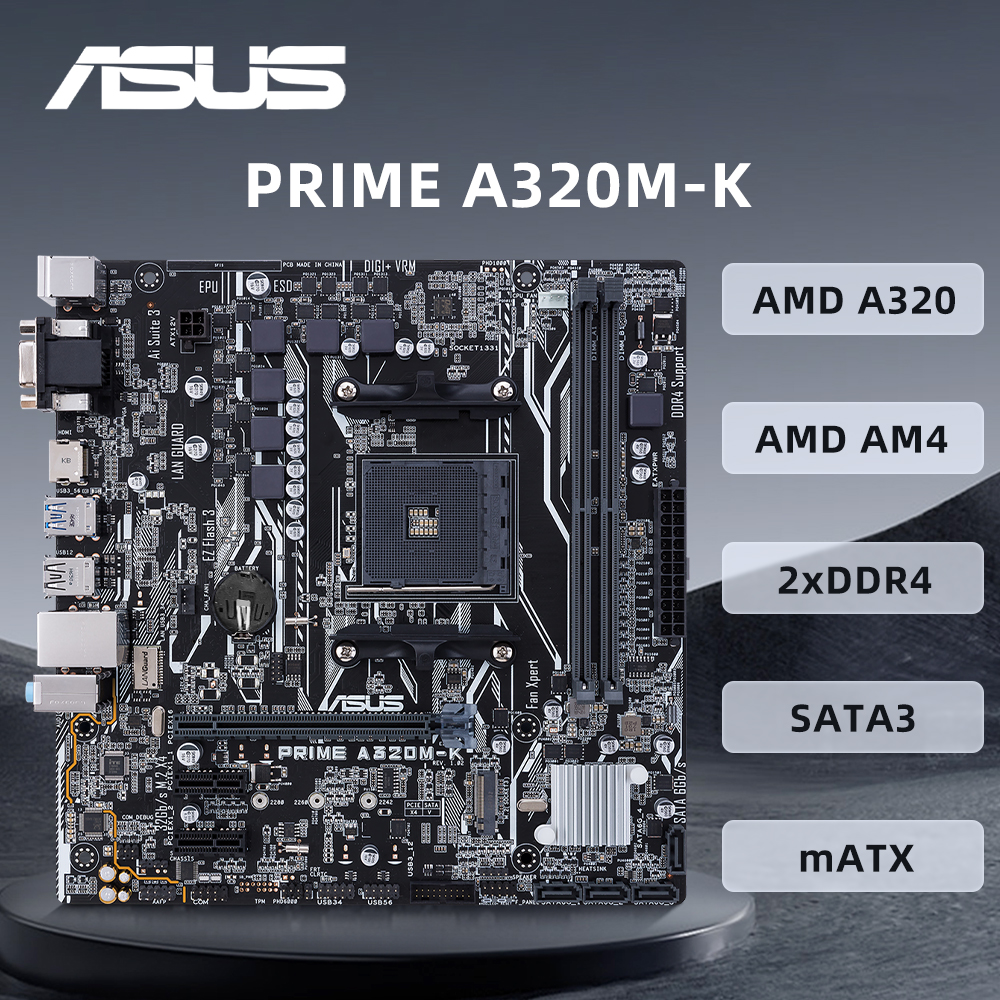 ASUS PRIME A320M-K マザーボード AMD AM4 サポート R5 5600 3500X R7 5700X 1800X R3 3200G R9 5950X CPU 4xDDR4 128GB HDMI DVI mATX