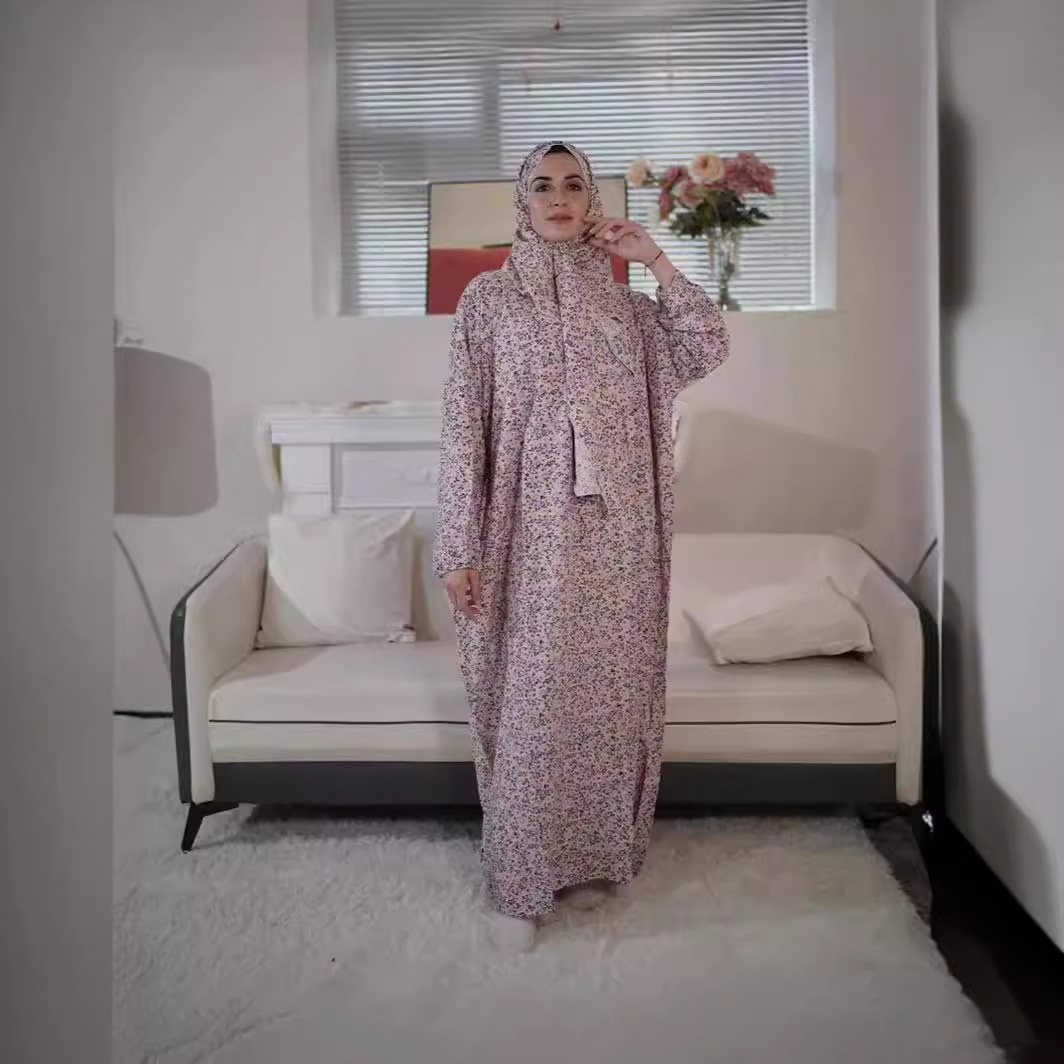 Jalabiya アバヤ女性のためのプリントドレスワンピーススカーフロングローブラマダンイードイスラム教徒 Vestidos ドバイイスラムモロッコカフタンドレス