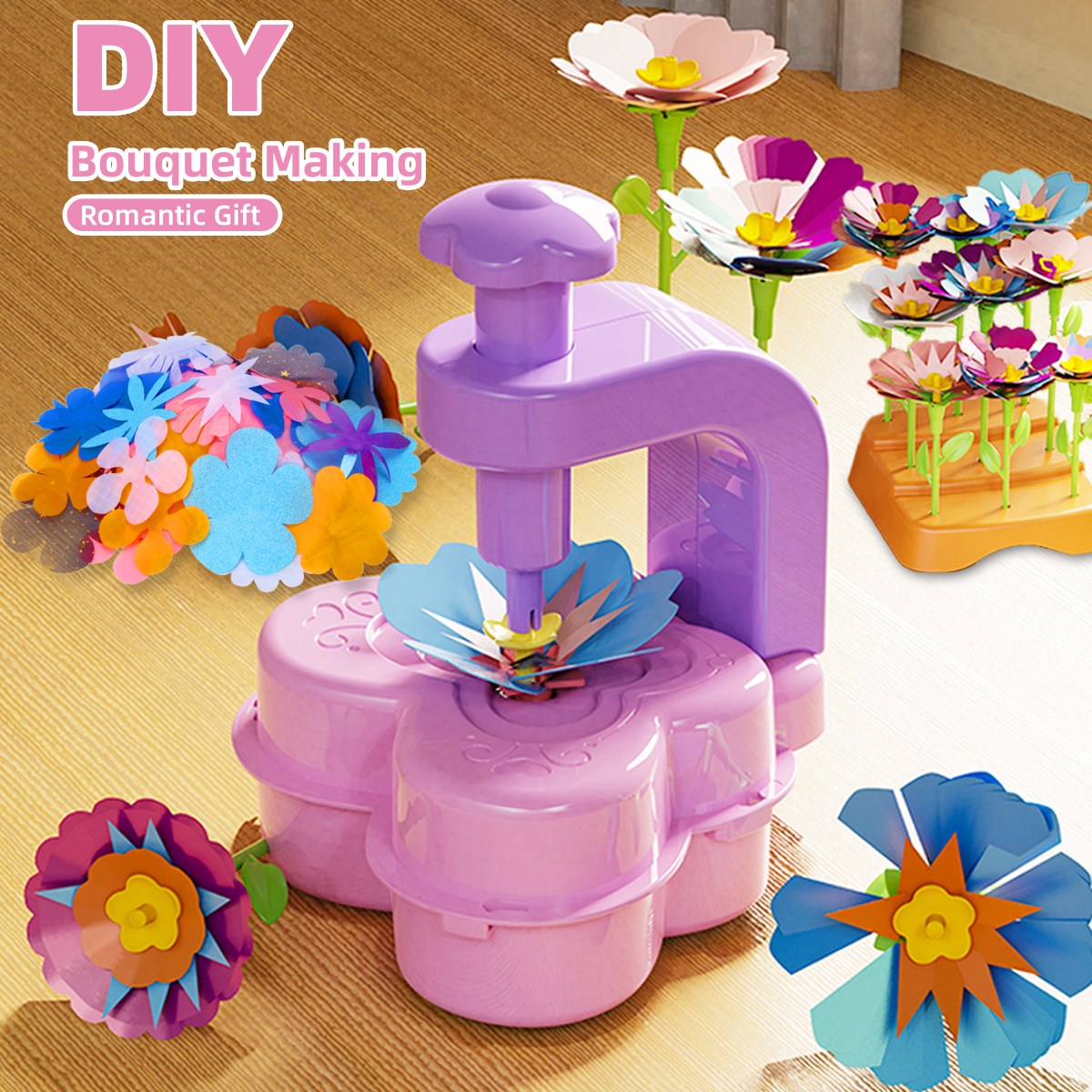 DIY ファブリックフラワーブーケおもちゃ、女の子用フラワーブーケおもちゃ DIY フラワーメイク作りクラフトキット教育キッズギフト