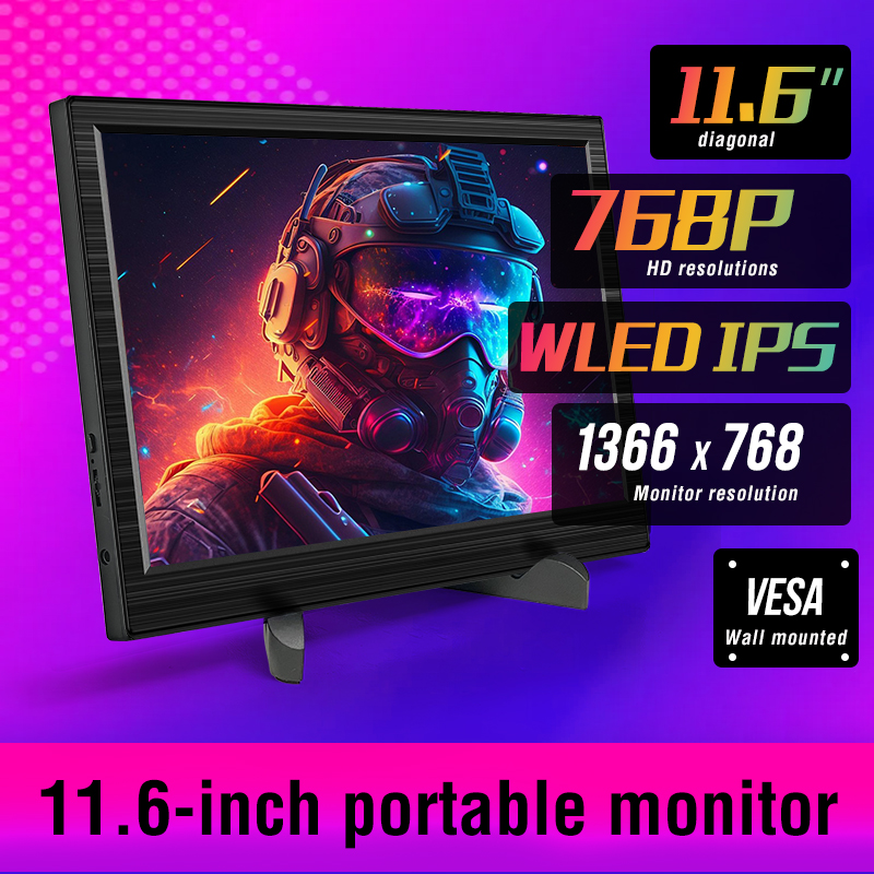 Anmite 11.6 インチ ポータブル IPS モニター USB Type-C HDMI 電話 ラップトップ デスクトップ MAC スイッチ PS4 XBOX と互換性あり -