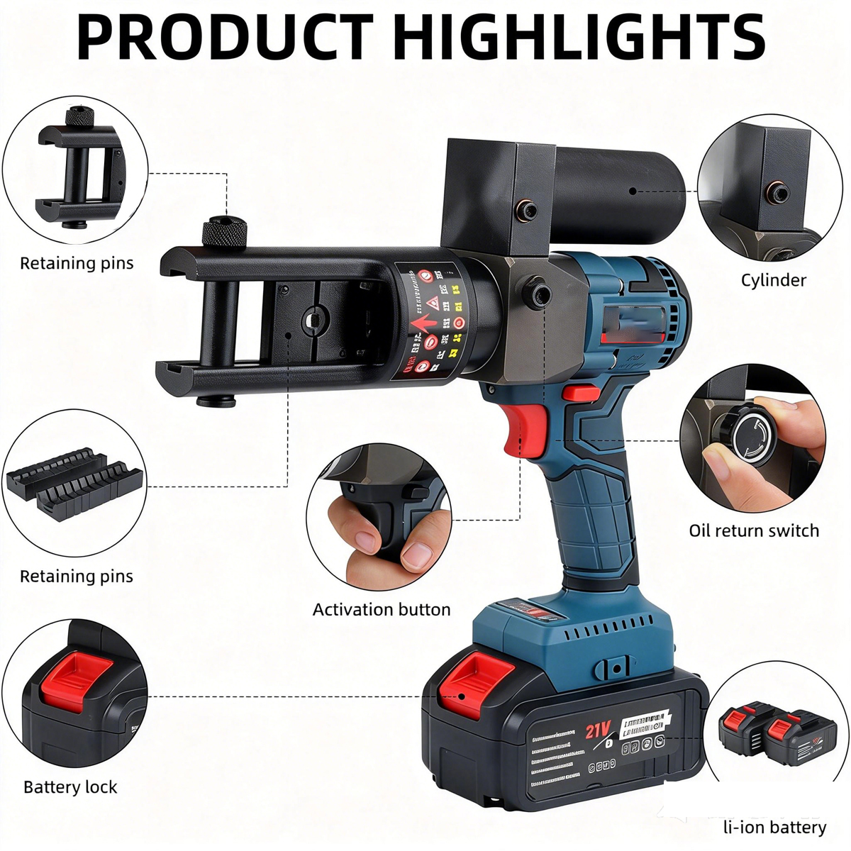 電動油圧圧着工具 16-240mm² ブラシレス充電式プライヤー電気技師ツール銅/アルミニウム端子ワイヤークランプ