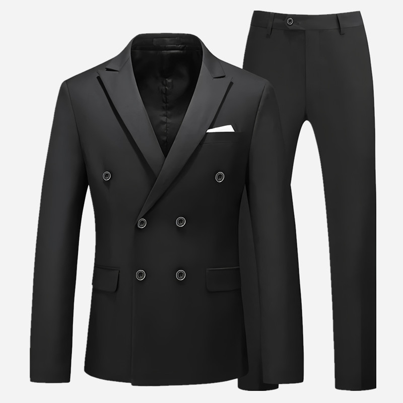 2 ピースダブルブレストフォーマルメンズスーツスリムフィット新郎タキシード結婚式ピークドラペルカスタム男性ブレザーウエディング日常着
