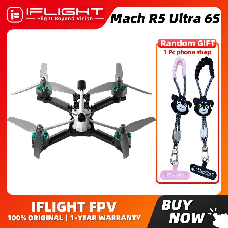 iFlight Mach R5 Ultra 6S HDZero アナログ FPV レースドローン、Borg Race 5.8G 25mW / 600mW VTX /HDZero Race V3 VTX Nano 90 V2 カメラ付き