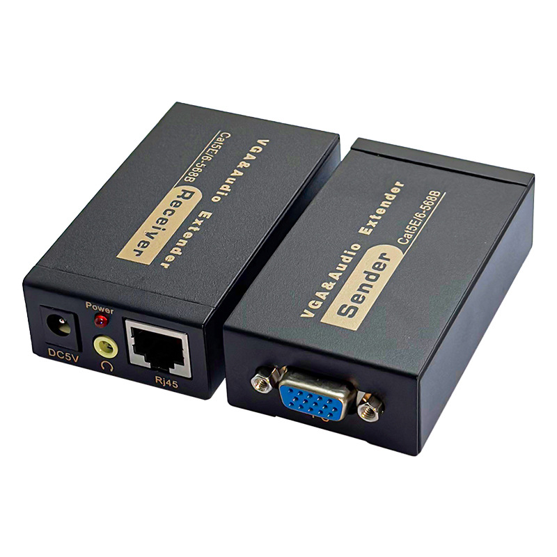 高品質 100 メートル 328ft VGA ビデオオーディオ信号エクステンダー RJ45 CAT5e/6 1080P HD 延長アダプター 1920x1440 @60Hz EU US プラグ
