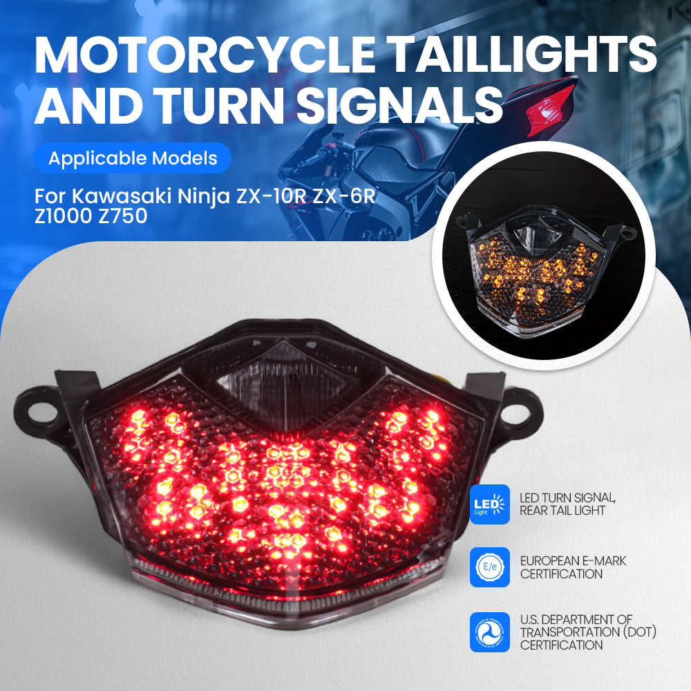 オートバイ LED テールライトターンシグナル信号テールライト KAWASNKI ZX6R 忍者 ZX10R Z1000 Z750S テールライト