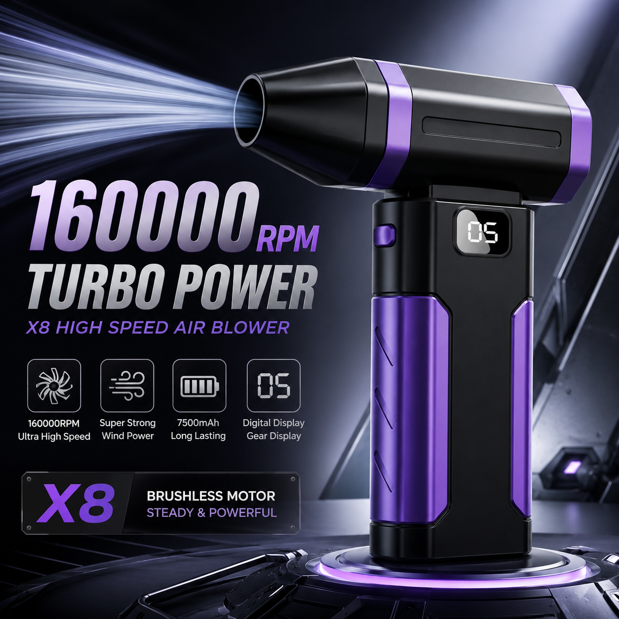 X8 強力なダストブロワー 160000RPM ブラシレスモーター屋外エアダスターブロワー Type-C 充電式送風機クリーニング PC ターボファン