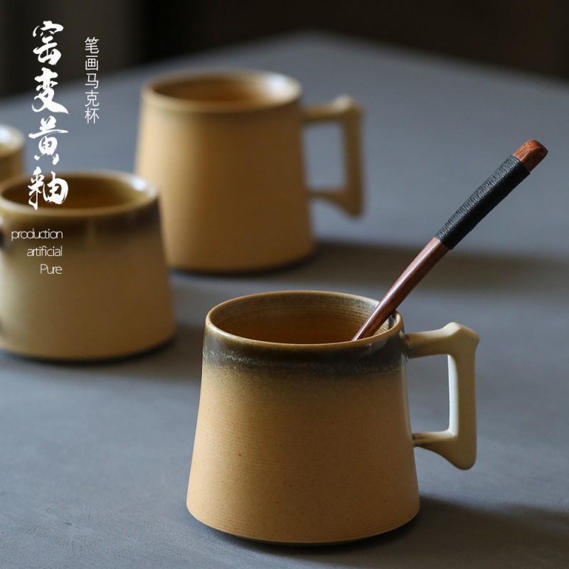 ★手作りレタリングセットコーヒーセットシンプルレトロセラミック家庭用カップハンドル付きオフィスウォーターグラス