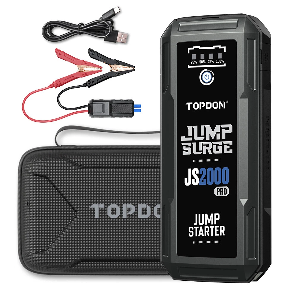 Topdon JS2000PRO 2500A ジャンプスターター電源銀行 12V 車の始動装置 16000Mah バッテリージャンプスタート車のブースター