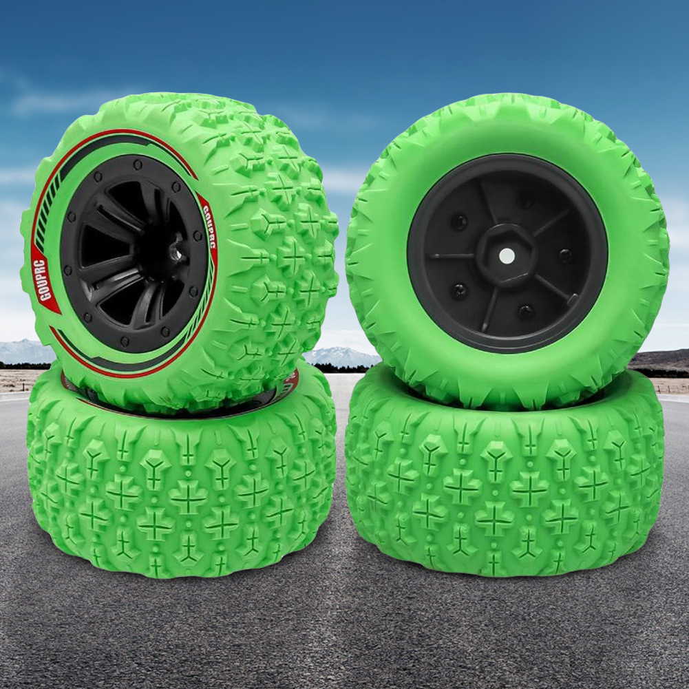 4 個 12 ミリメートル六角 RC ホイールタイヤセットスワンプクローマッドテレーンタイヤアクセサリー RC ホイールとタイヤ 1/14 1/16 RC カークローラー用