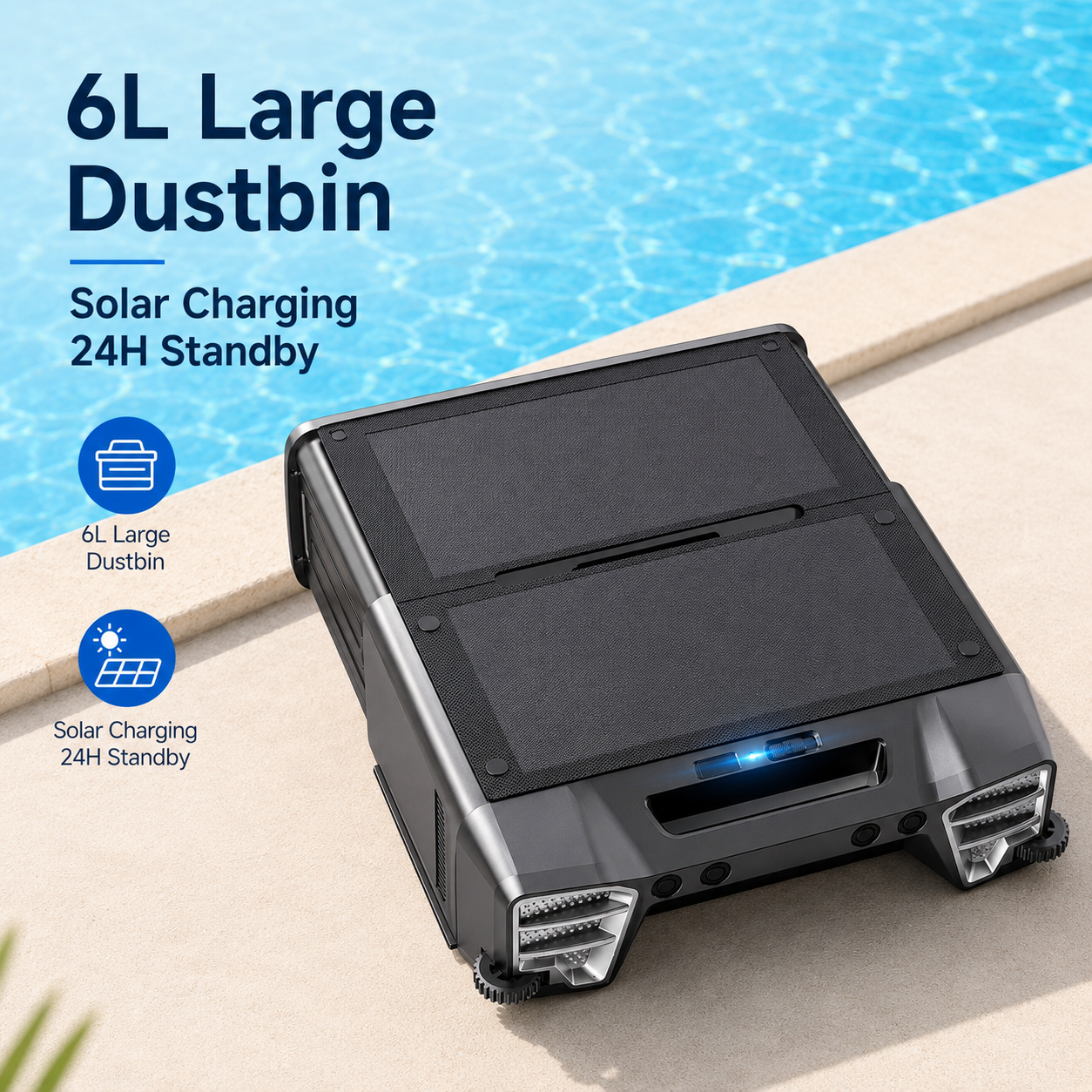 Y80 ソーラーロボットプールクリーナー コードレスプールスキマー 24時間連続洗浄機能 6L大型ゴミ袋 リモコン付き スマート障害物回避機能と地上プール用自動駐車機能