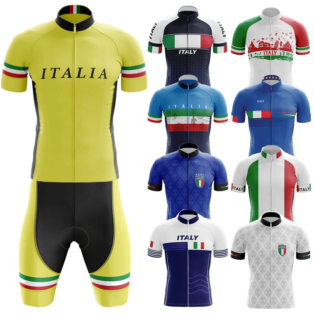 イタリアサイクリング服 Mtb 男性衣類機器男プロフェッショナルシャツショーツ男性ジャンパー夏のバイクジャージよだれかけ男性の