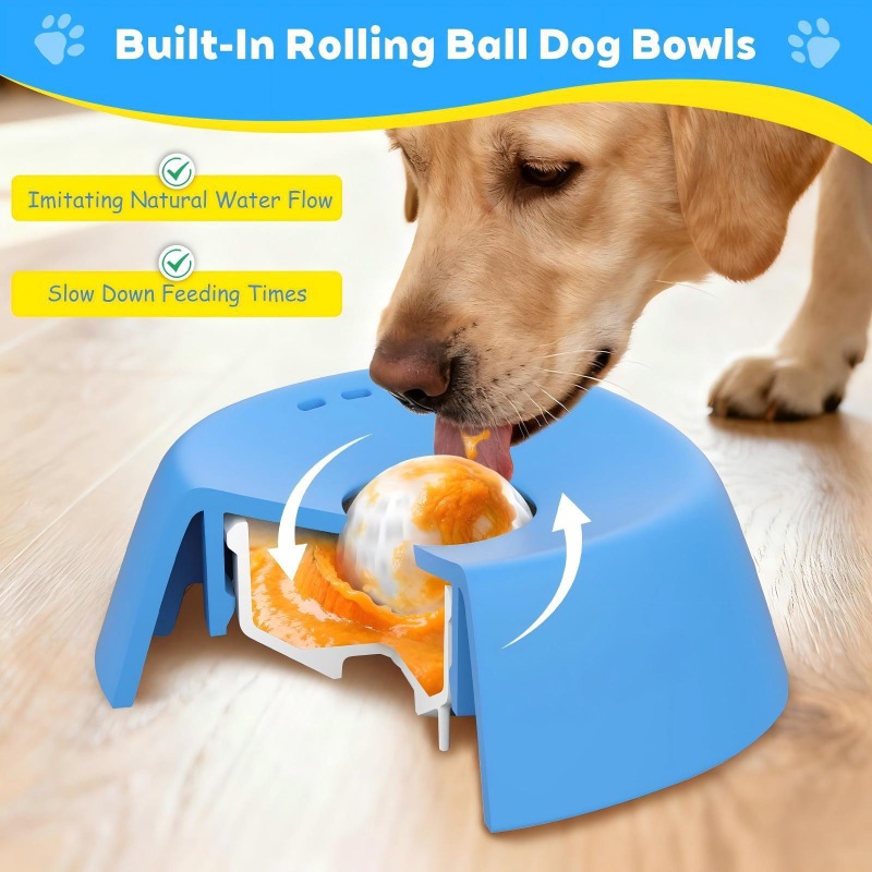 ペット用スローフィーディングボウル 犬用 耐液性 滑り止めデザイン 骨型スープ皿 ペットボウル 猫ボウル