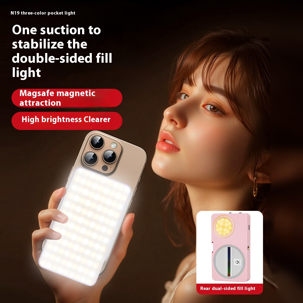 スマートフォン磁気補助光自撮りライト 3 モード調整可能な明るさ iPhone XIAOMI HUAWEI SAMSUNG 写真撮影ライト