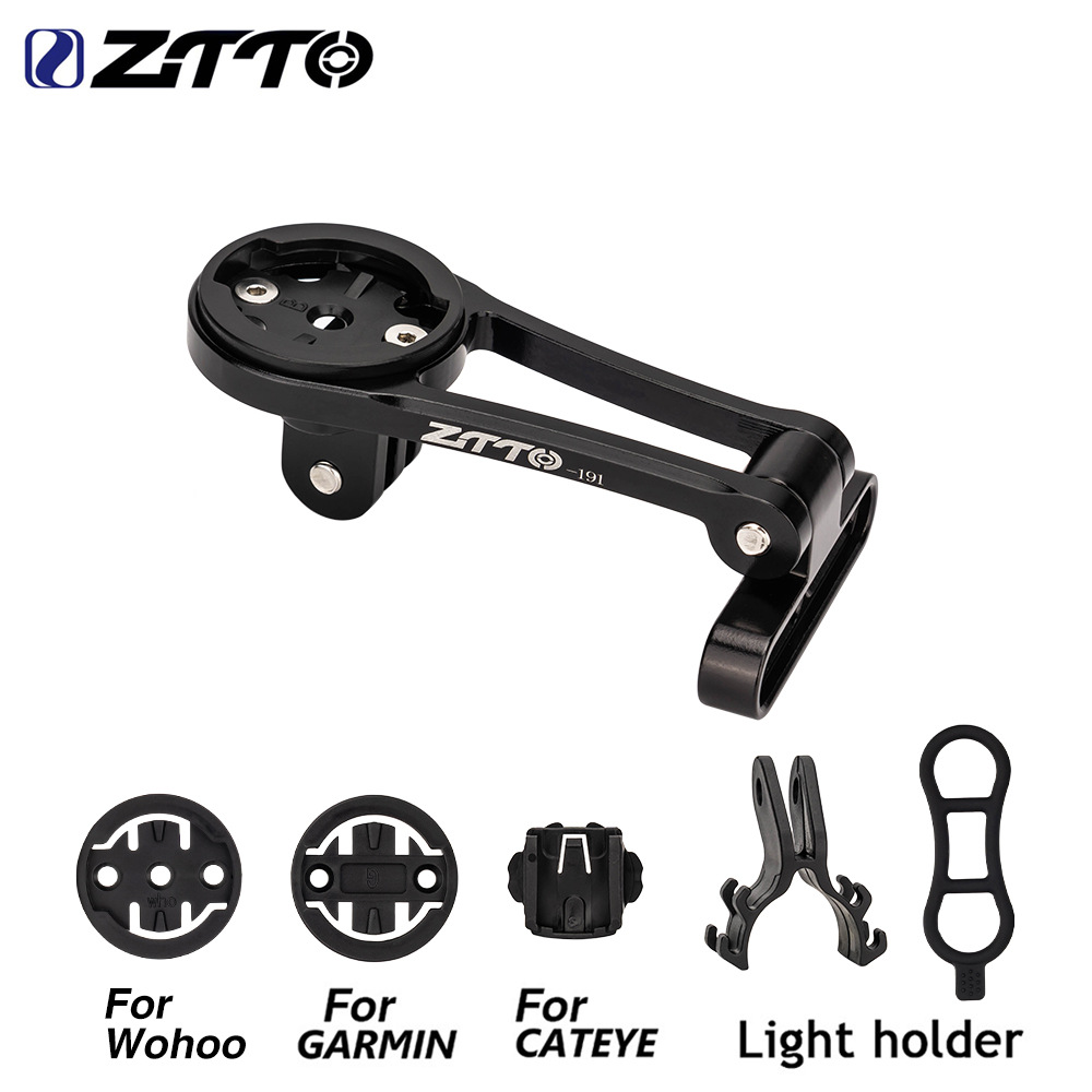 ZTTO 自転車調節可能なコンピュータホルダーフロントライトランプサイクリングコンピュータ延長ブラケット GarMin Wahoo Bryton CatEye 部品