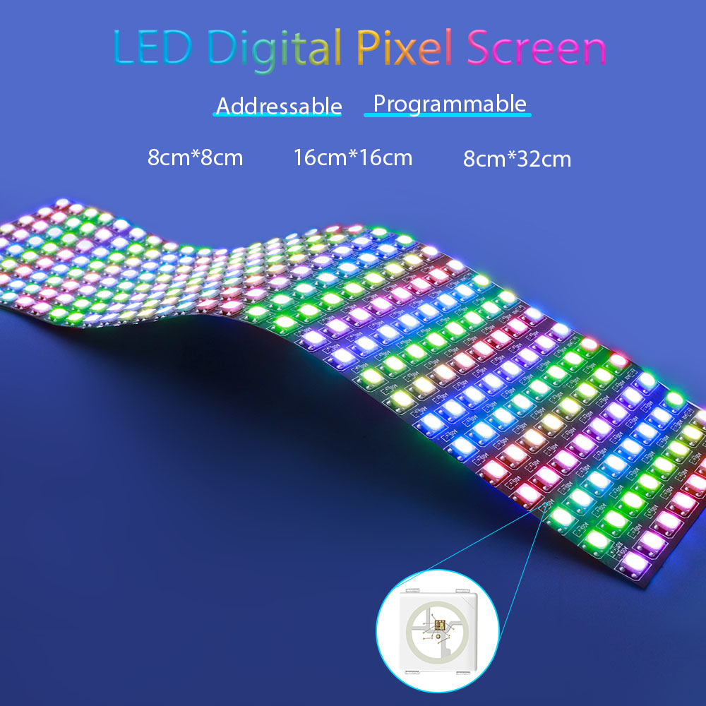 1-10 個 WS2812B 5050 RGB フレキシブル 8X8 16X16 8X32Leds ピクセルマトリックススクリーンパネル WS2812 個別にアドレス指定可能な IC ストリップライト 5V