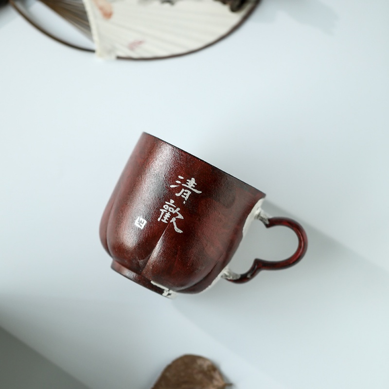 ★さん。清帝国レッドシルバー金メッキハッピーマスターカップシングルカップ磁器カンフーティーセットティーカップティーカップコーヒーカップ