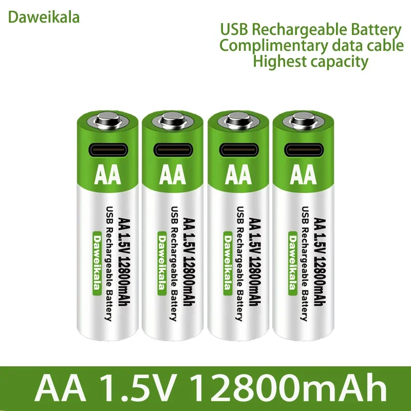 AA USB 充電式リチウムイオン電池 1.5V AA 12800mah パワーバンク Lifepo4 電池 Aaa 充電式 Lipo4 充電式オリジナル