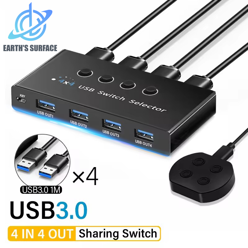4 入力 4 出力 KVM USB3.0 スイッチ共有コントローラハブアダプタ USB2.0 プリンタスプリッタスイッチャー PC ラップトップキーボードマウスモニター用