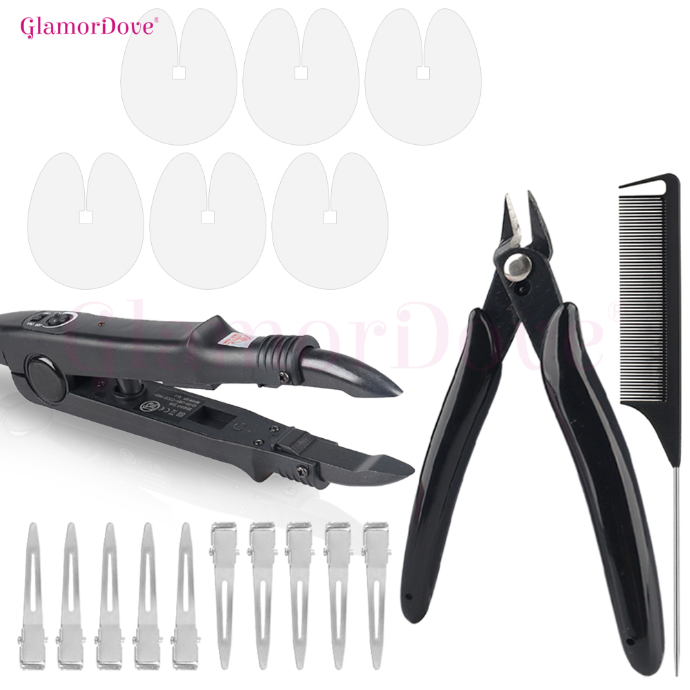 GlamorDove Professional Keratin Bond Hair Extension Tool Kit with Fusion Iron, Keratin Bond Cutter, Hair Comb & Hair Clips