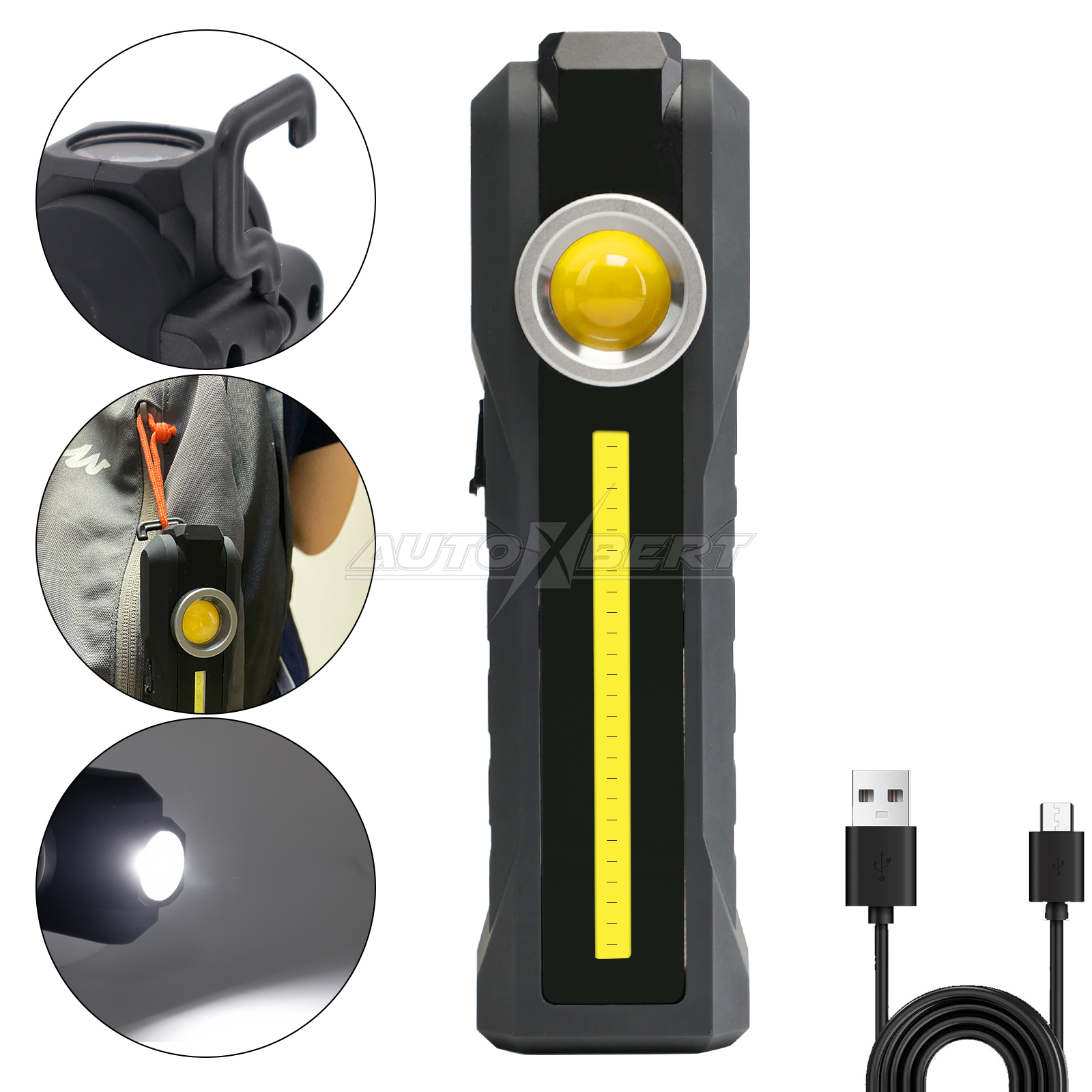 LED ワークライト 3 モード充電式懐中電灯トーチ磁気ベース回転フック COB LED ポータブル車の修理緊急
