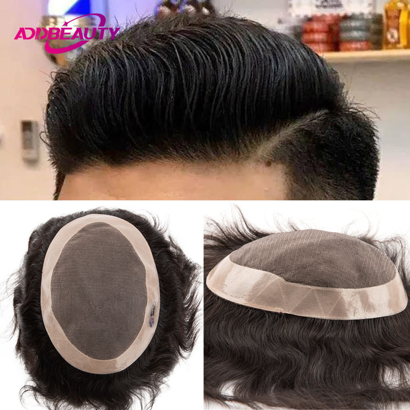 新しい男性かつら人毛ウィッグファインモノラル NPU 毛細管プロテーゼ本物の人間のレミーヘアシステム男性白髪かつらかつら