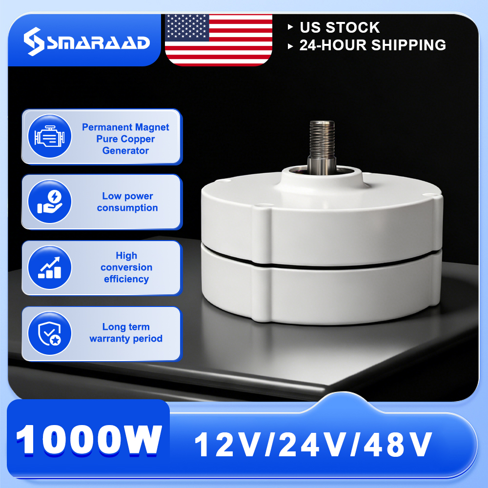 米国配信 1000 ワットギアレス永久磁石発電機タービン低速 12V 24V 水と風力発電家庭用