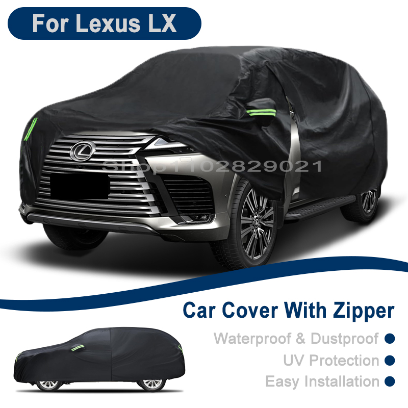 屋外フル車両カバー レクサス LX 用 - サイドジッパーデザイン、防水防塵日焼け防止車カバー