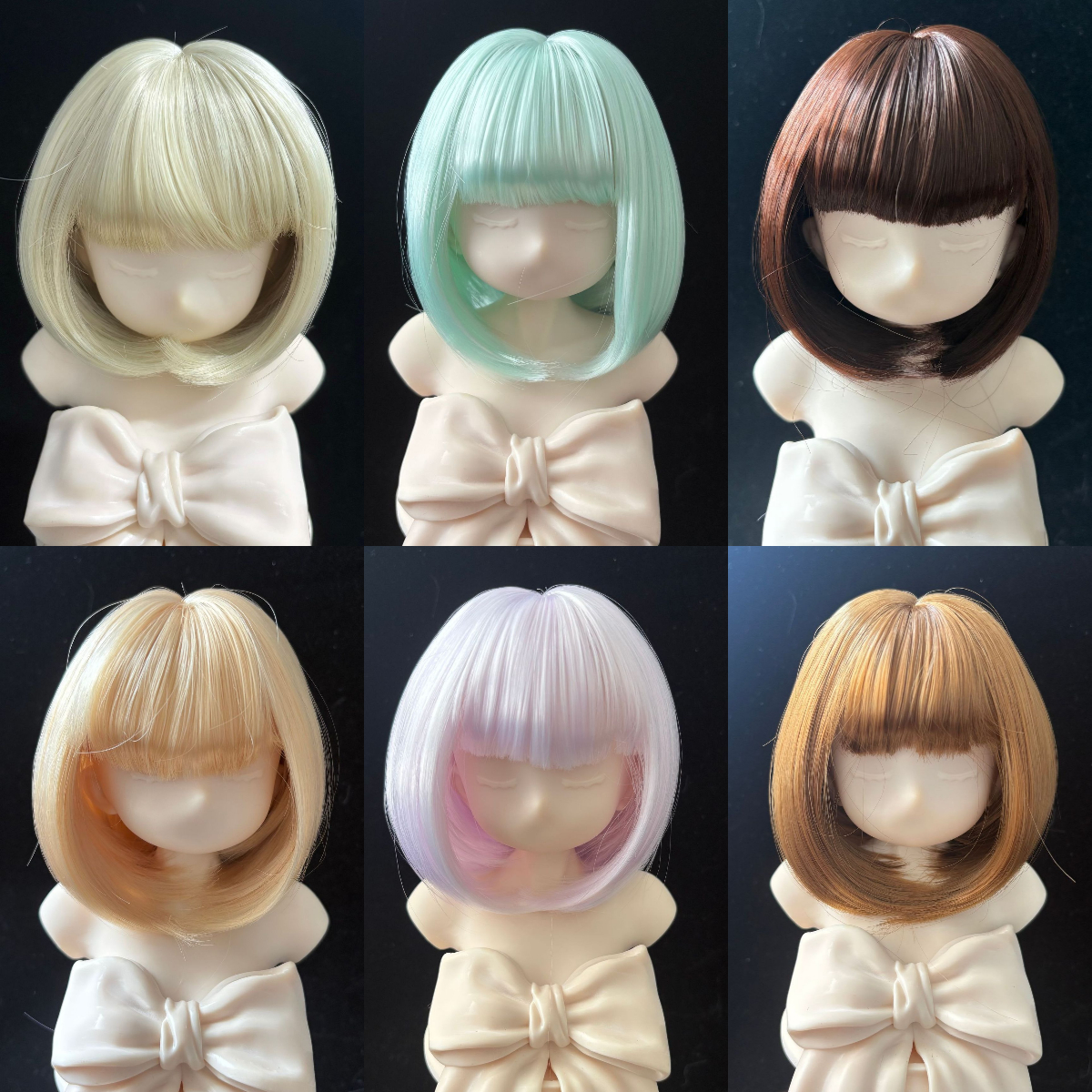 かわいい人形ウィッグスイートボブヘア前髪付き 1/3 1/4 1/6 BJD 耐熱合成人形アクセサリー座っているパーティーゲームおもちゃ