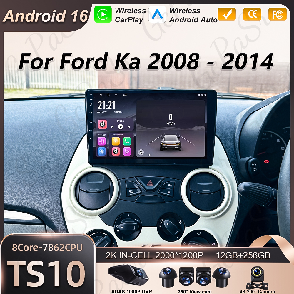 アンドロイド 16 オートカーラジオフォード Ka 2008 2009 2010 2011 2012 2013 2014 Carplay マルチメディアプレーヤーステレオ GPS ヘッドユニット DSP BT