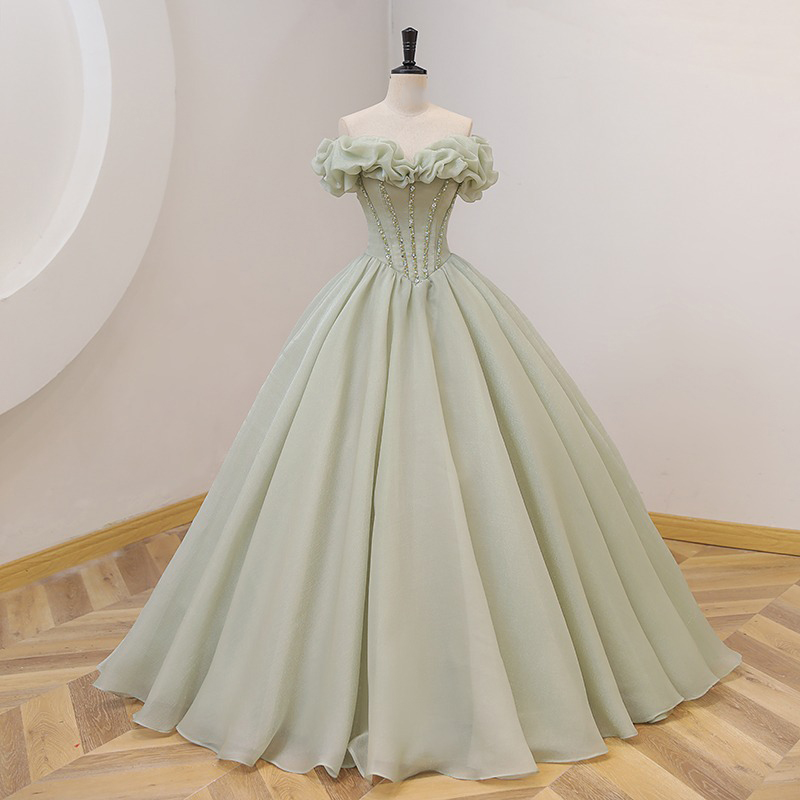 カスタマイズされたライトグリーンの夜会服の女性 Quinceanera のドレススパンコールウエディング誕生日パーティードレスフォーマル Vestido デ Noche