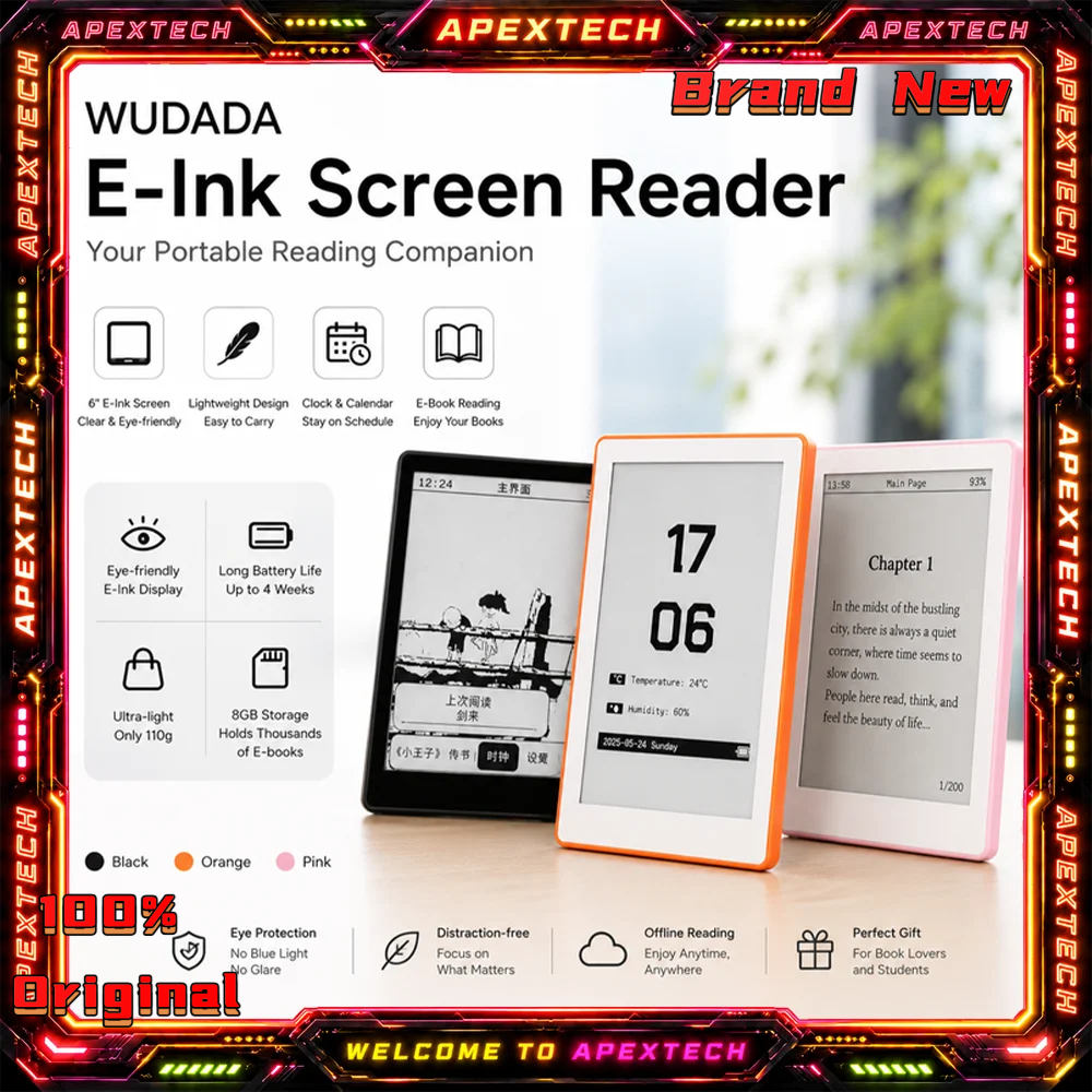 WUDADA E-Ink スクリーン リーダー 3.7 インチ超薄型タッチ フロントライト電子ブック デスクトップ クロック TXT リーダー オープンソース ファームウェア ポケット電子リーダー