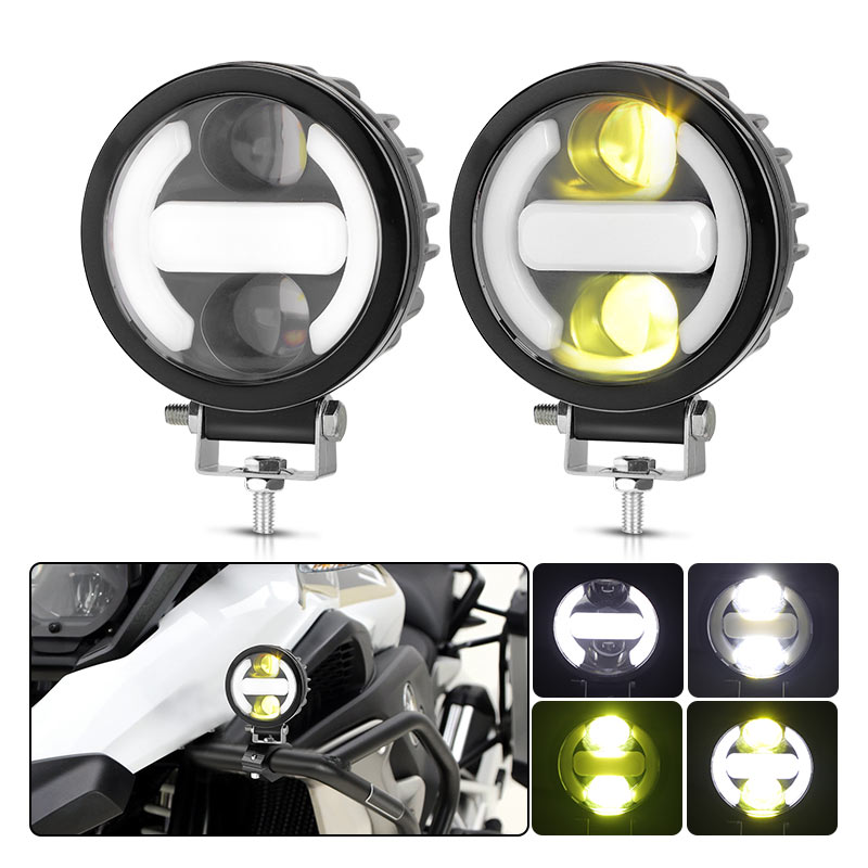 3.5 インチ LED オートバイスポットライト白黄色光補助ヘッドライト 10V-48V 運転フォグランプモトカー UTV SUV トラック