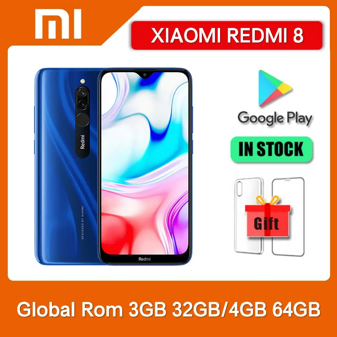 オリジナル Xiaomi Redmi 8 4GB 64GB 4700 mAh スマートフォンデュアル SIM 6.22 ''12MP 2MP 8MP Snapdragon 439 オクタコア 4G LTE 携帯電話