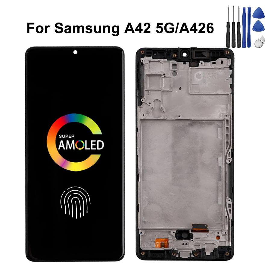 スーパー AMOLED サムスン A42 5 グラムディスプレイ A426B A426U lcd ディスプレイタッチスクリーンデジタイザアセンブリ