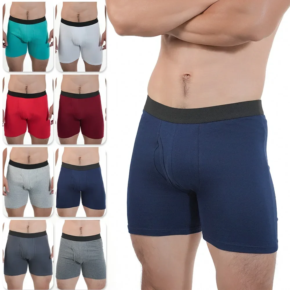 男ミッドロングボクサーパンツスポーツ下着綿パンツセクシーな Boxershorts 通気性パンティー大ボクサー Hombre 男性のギフト