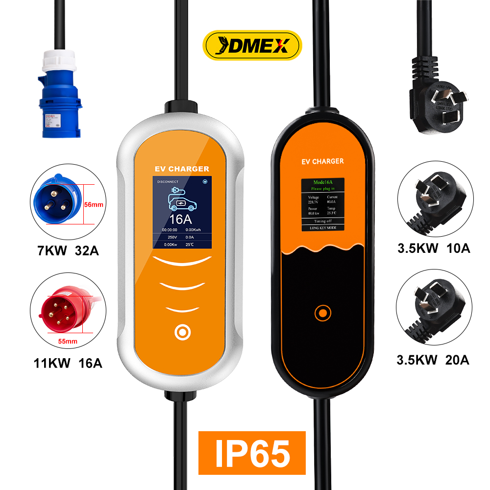 JDMEX 32A 7KW GBT EV Portable Charger 3.5KW 16A 1Phase GBT EVSE Charging Box Type2 11KW 16A 3Phase Car Charger for Electric Car