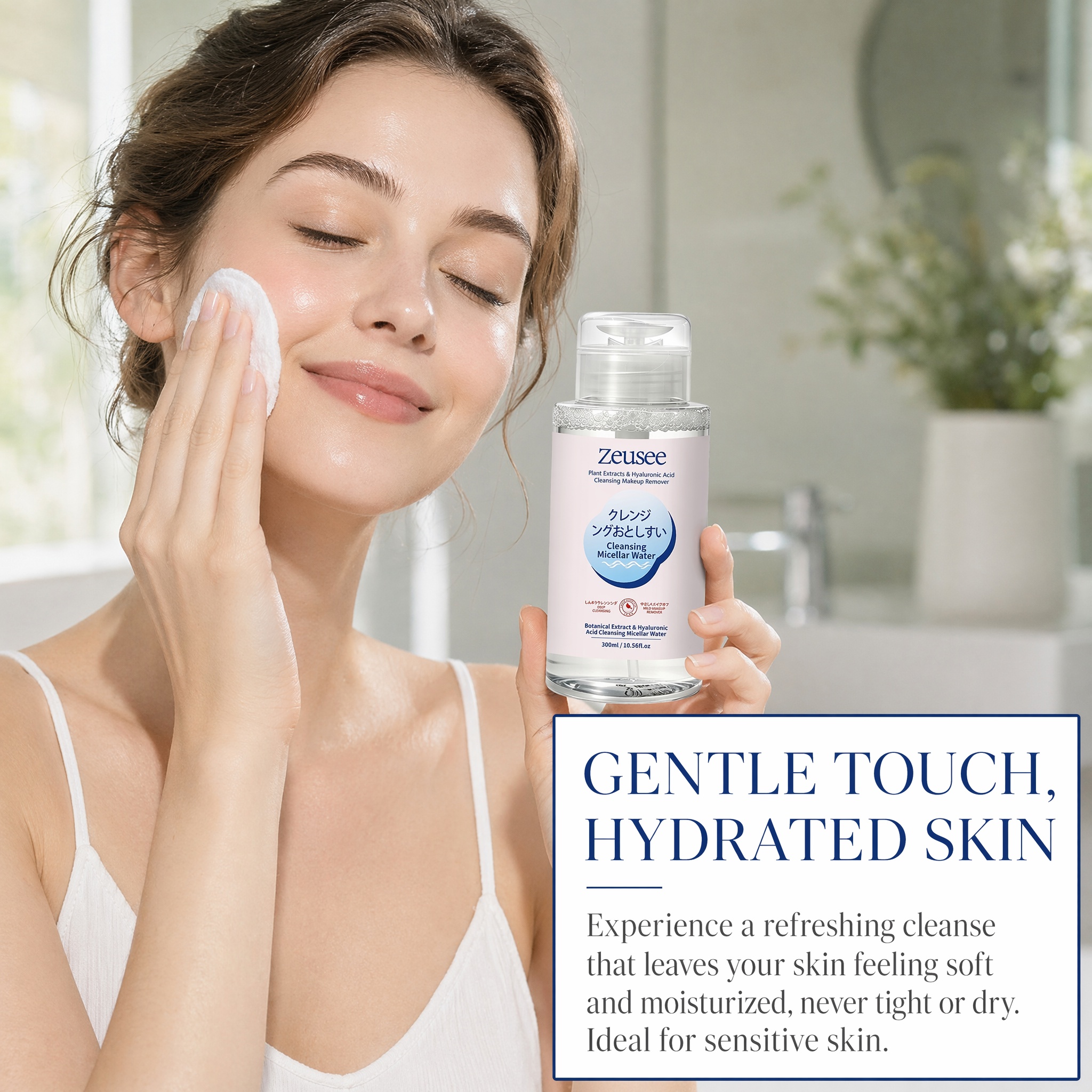 Zeusee ハイドレーティング ミセラー クレンジング ウォーター ヒアルロン酸配合 柔肌用洗顔水 300ml