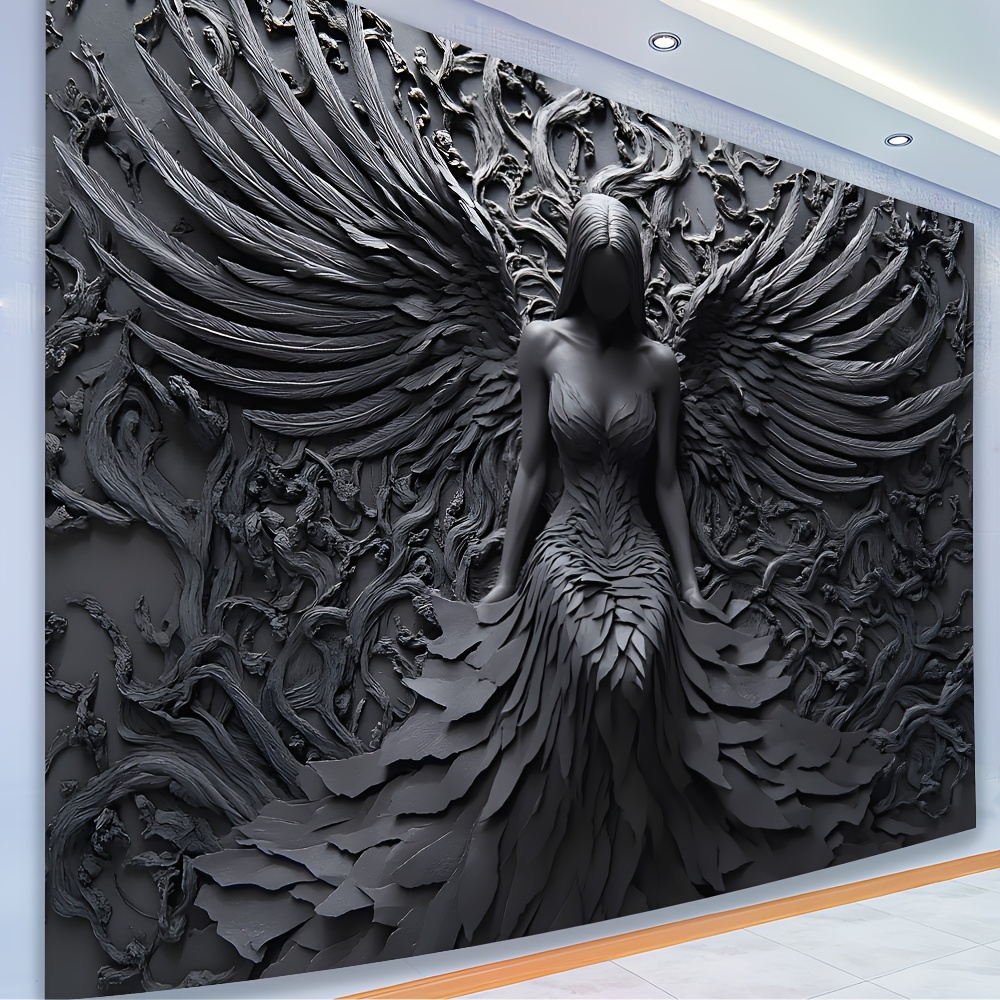 シャドウクイーン 3D エンボスタペストリー 1 枚 – ゴシックダークケージカバー リビングルーム、寝室、オフィス、パーティーの装飾用 – エレガントなポリエステル