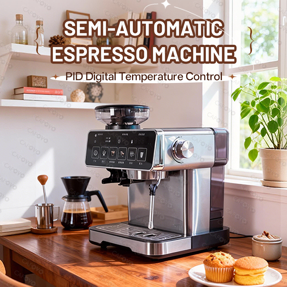 CAFOVO E136 3-in-1 20Bar エスプレッソマシン グラインダーとスチームワンド付き PID 温度制御コーヒーメーカー 家庭用バリスタ 220V