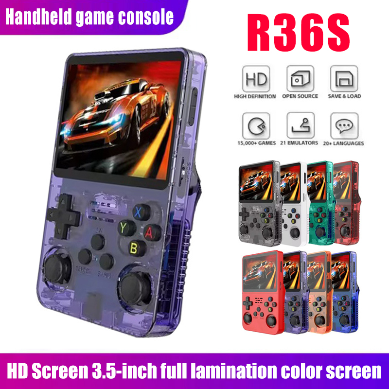 R36S レトロハンドヘルドゲームコンソール - 3.5 インチ IPS スクリーン、64GB/128GB/256GB、ゲーム内蔵ポータブルゲームデバイス