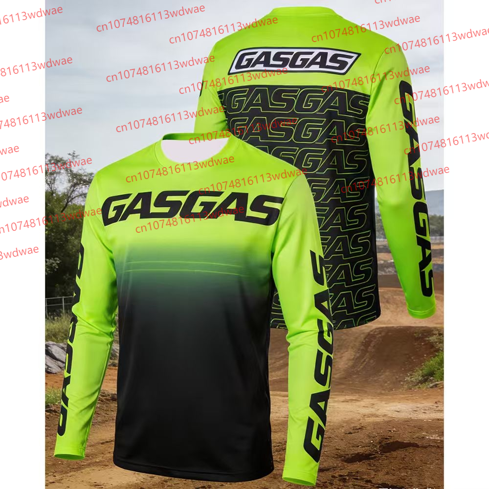 GASGAS モトクロスジャージ耐久性と通気性オフロードサイクリングスーツ男性スタイルプロのオートバイレーシングスーツレーシングシャツ