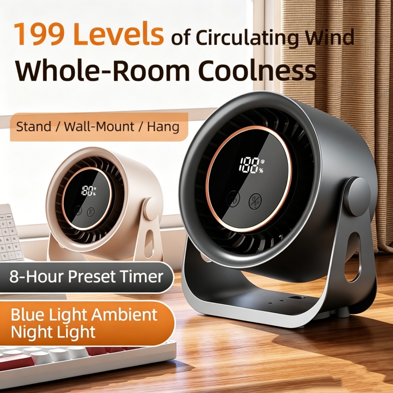 新しい USB 充電式扇風機ワイヤレスポータブル家庭用静音ファン空気循環クーラーデスクトップ壁掛け扇風機