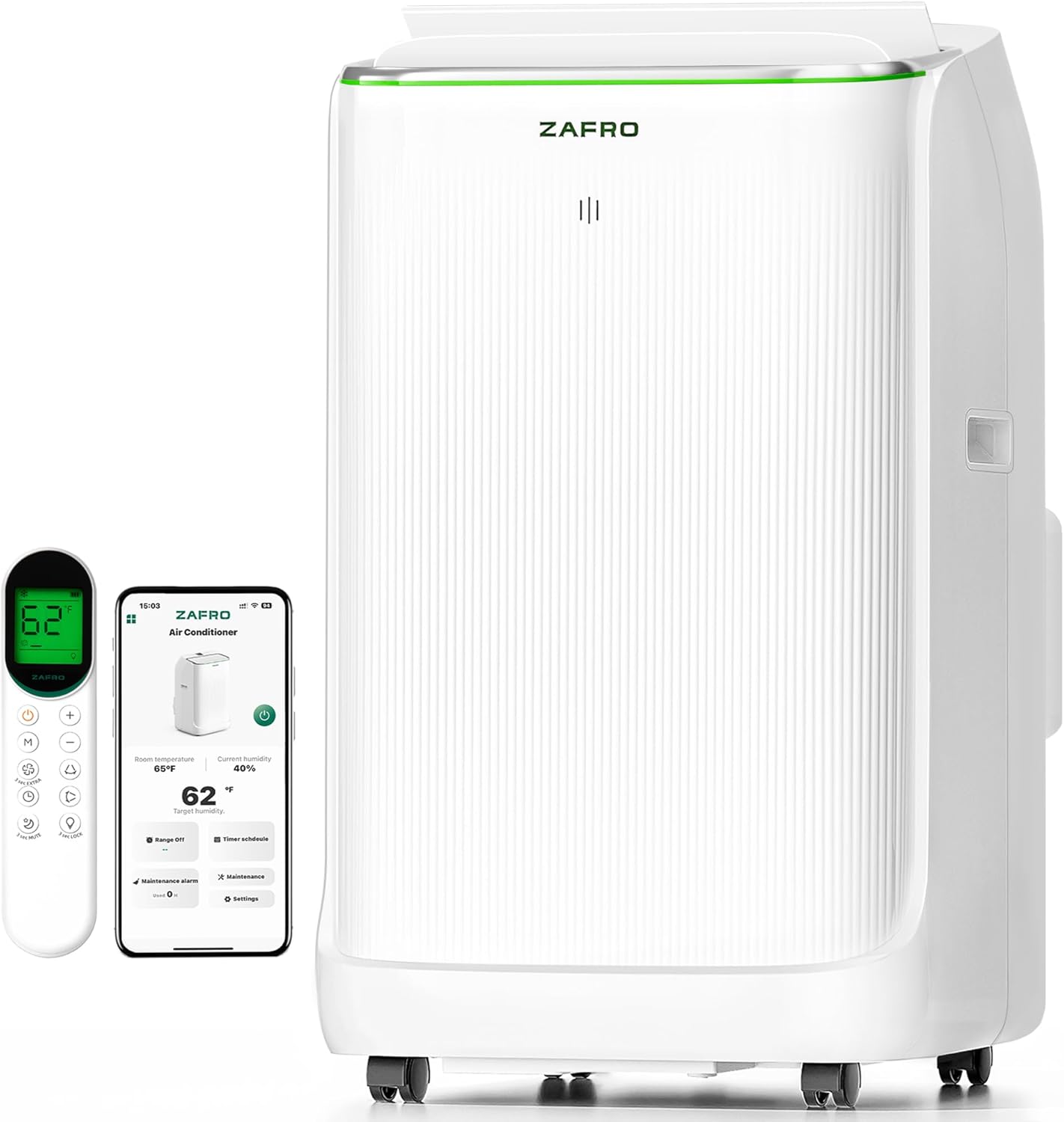 ポータブル スマート インバーター AC 16000 BTU デュアル ホース冷却ユニット、静かな動作、ドレン不要、APP